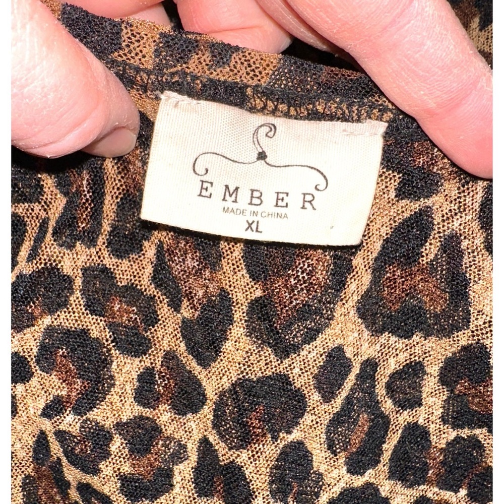 Ember leopard print semi sheer duster kimono/cover up - Picture 3 of 6